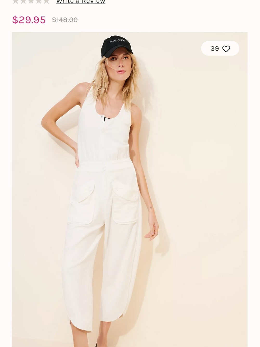 Cream White Button-Front Overall - Picture 6 of 7